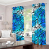 Blue Butterfly Wings Pattern Print Grommet Curtains