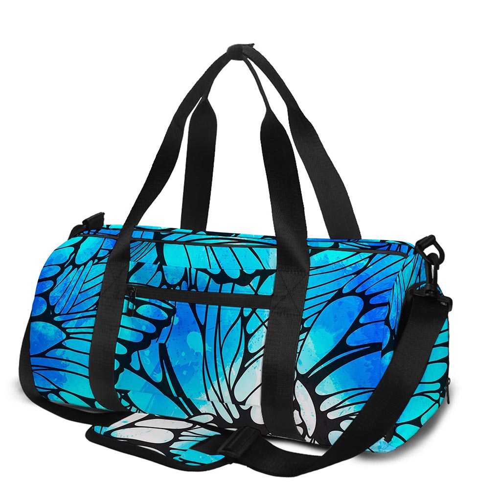 Blue Butterfly Wings Pattern Print Gym Bag