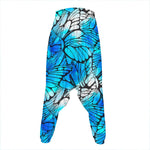 Blue Butterfly Wings Pattern Print Hammer Pants