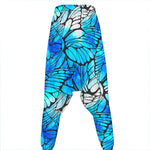 Blue Butterfly Wings Pattern Print Hammer Pants