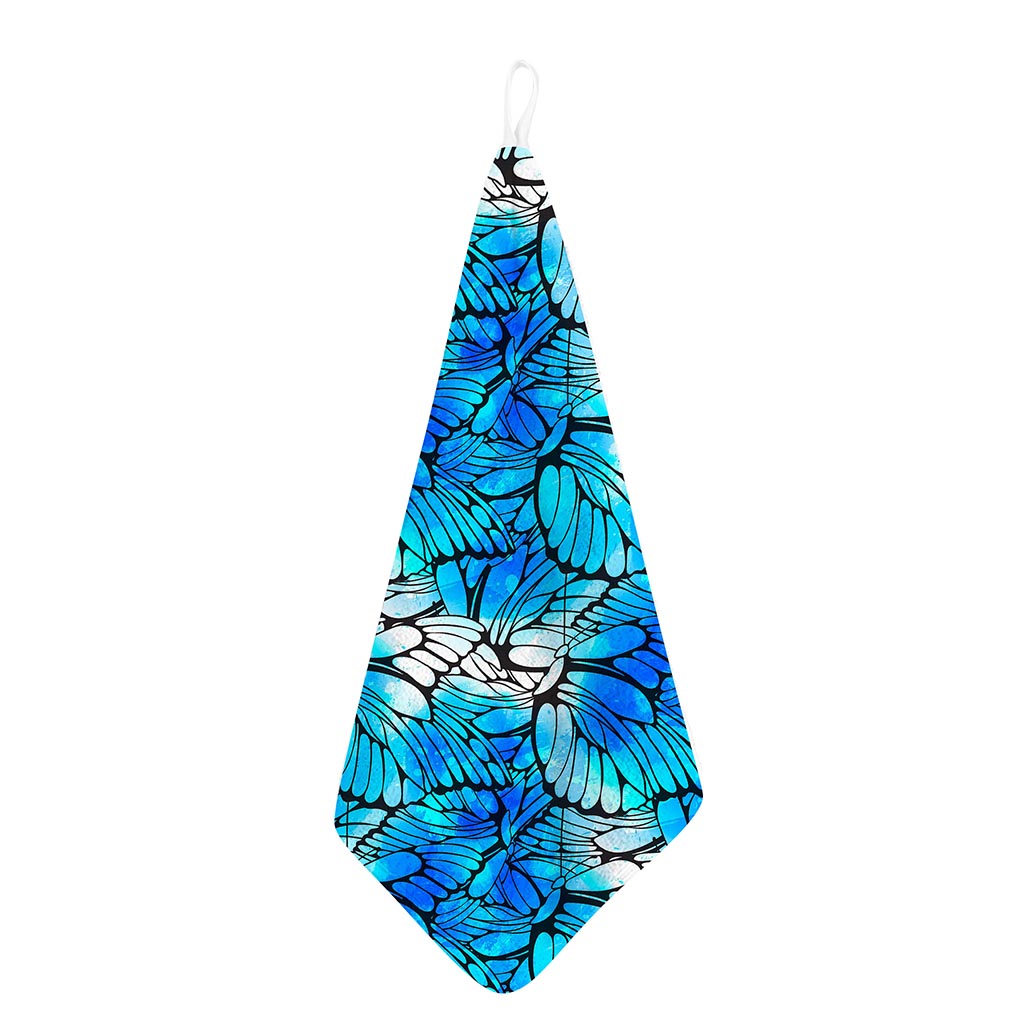 Blue Butterfly Wings Pattern Print Hand Towel