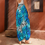 Blue Butterfly Wings Pattern Print Harem Pants
