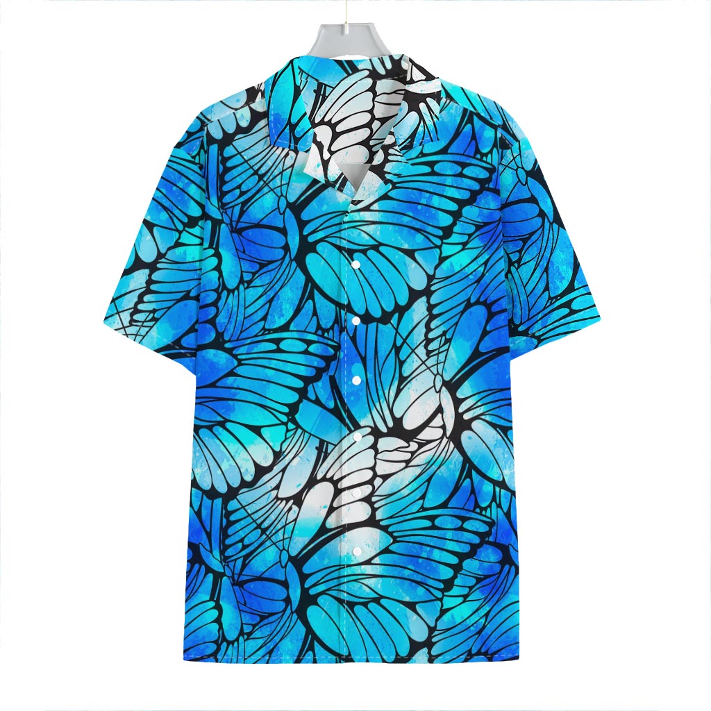 Blue Butterfly Wings Pattern Print Hawaiian Shirt