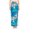 Blue Butterfly Wings Pattern Print High Slit Maxi Skirt