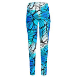 Blue Butterfly Wings Pattern Print High-Waisted Pocket Leggings