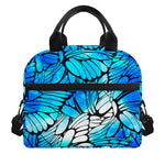 Blue Butterfly Wings Pattern Print Insulated Lunch Bag