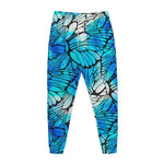 Blue Butterfly Wings Pattern Print Jogger Pants