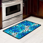 Blue Butterfly Wings Pattern Print Kitchen Mat