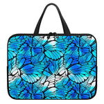 Blue Butterfly Wings Pattern Print Laptop Sleeve With Handle
