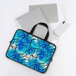 Blue Butterfly Wings Pattern Print Laptop Sleeve With Handle