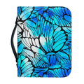 Blue Butterfly Wings Pattern Print Leather Bible Cover