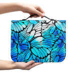 Blue Butterfly Wings Pattern Print Leather Bible Cover