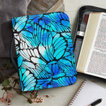 Blue Butterfly Wings Pattern Print Leather Bible Cover