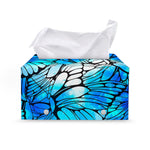 Blue Butterfly Wings Pattern Print Leather Tissue Box Cover