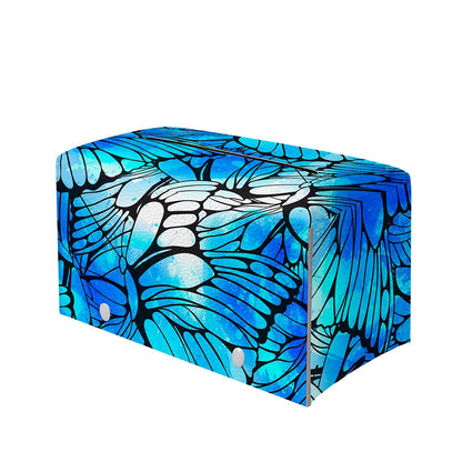 Blue Butterfly Wings Pattern Print Leather Tissue Box Cover
