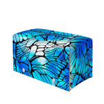 Blue Butterfly Wings Pattern Print Leather Tissue Box Cover