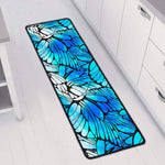 Blue Butterfly Wings Pattern Print Long Kitchen Mat