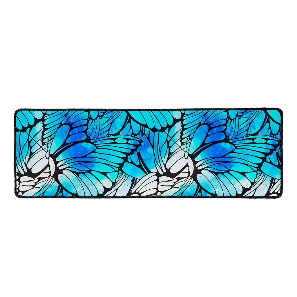 Blue Butterfly Wings Pattern Print Long Kitchen Mat