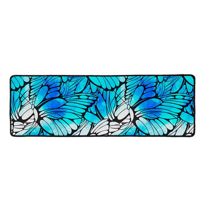 Blue Butterfly Wings Pattern Print Long Kitchen Mat