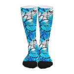 Blue Butterfly Wings Pattern Print Long Socks