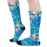 Blue Butterfly Wings Pattern Print Long Socks