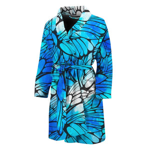 Blue Butterfly Wings Pattern Print Men's Bathrobe