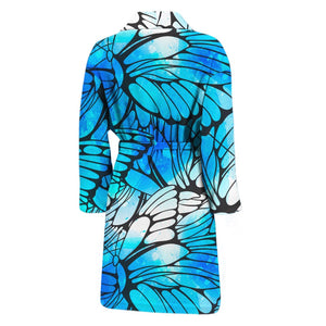 Blue Butterfly Wings Pattern Print Men's Bathrobe