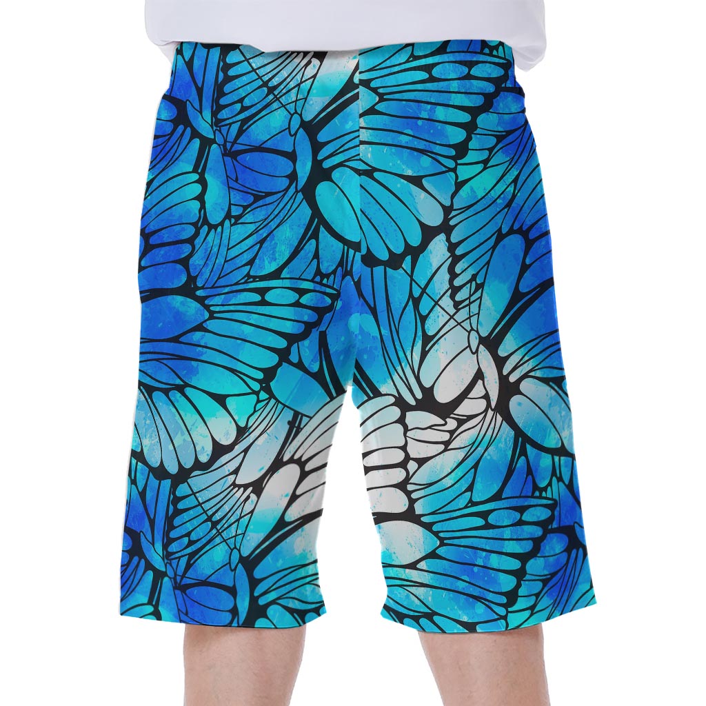 Blue Butterfly Wings Pattern Print Men's Beach Shorts