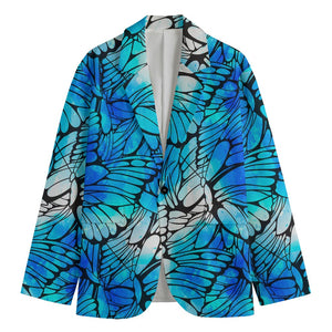 Blue Butterfly Wings Pattern Print Men's Blazer