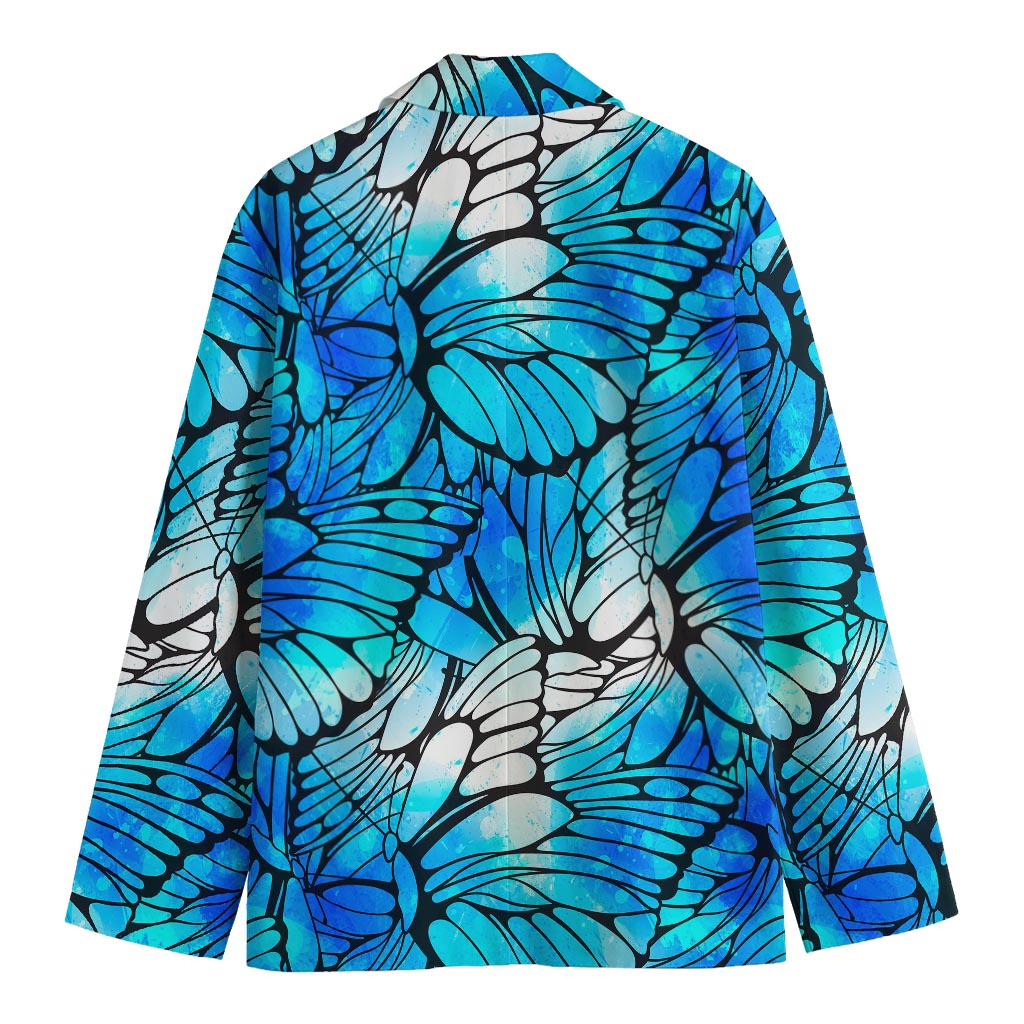 Blue Butterfly Wings Pattern Print Men's Blazer