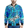 Blue Butterfly Wings Pattern Print Men's Bomber Jacket