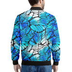 Blue Butterfly Wings Pattern Print Men's Bomber Jacket