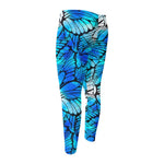 Blue Butterfly Wings Pattern Print Men's Compression Pants