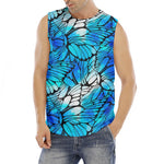Blue Butterfly Wings Pattern Print Men's Fitness Tank Top