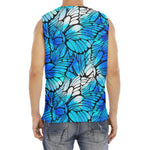 Blue Butterfly Wings Pattern Print Men's Fitness Tank Top