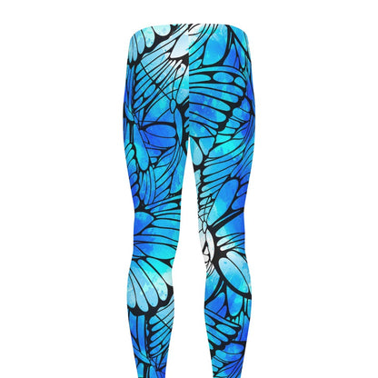 Blue Butterfly Wings Pattern Print Men's leggings
