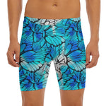 Blue Butterfly Wings Pattern Print Men's Long Boxer Briefs