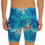 Blue Butterfly Wings Pattern Print Men's Long Boxer Briefs