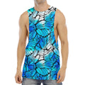 Blue Butterfly Wings Pattern Print Men's Muscle Tank Top