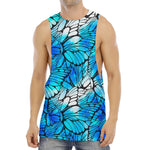 Blue Butterfly Wings Pattern Print Men's Muscle Tank Top