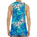 Blue Butterfly Wings Pattern Print Men's Muscle Tank Top