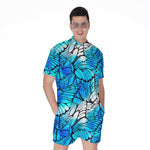 Blue Butterfly Wings Pattern Print Men's Rompers