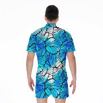 Blue Butterfly Wings Pattern Print Men's Rompers