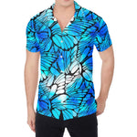 Blue Butterfly Wings Pattern Print Men's Shirt