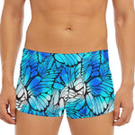 Blue Butterfly Wings Pattern Print Men's Short Boxer Briefs