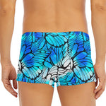 Blue Butterfly Wings Pattern Print Men's Short Boxer Briefs