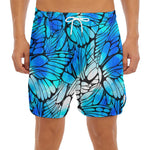 Blue Butterfly Wings Pattern Print Men's Split Running Shorts