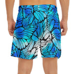 Blue Butterfly Wings Pattern Print Men's Split Running Shorts