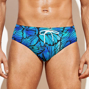 Blue Butterfly Wings Pattern Print Men's Swim Briefs