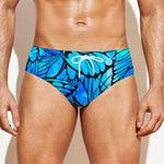 Blue Butterfly Wings Pattern Print Men's Swim Briefs